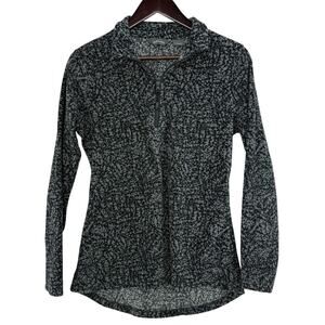 Eddie Bauer Fleece Pullover Women’s Medium 1/4 Zip Black Gray